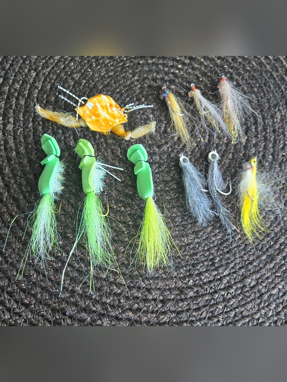 Assorted Fishing Flies and Lures - Green & Yellow